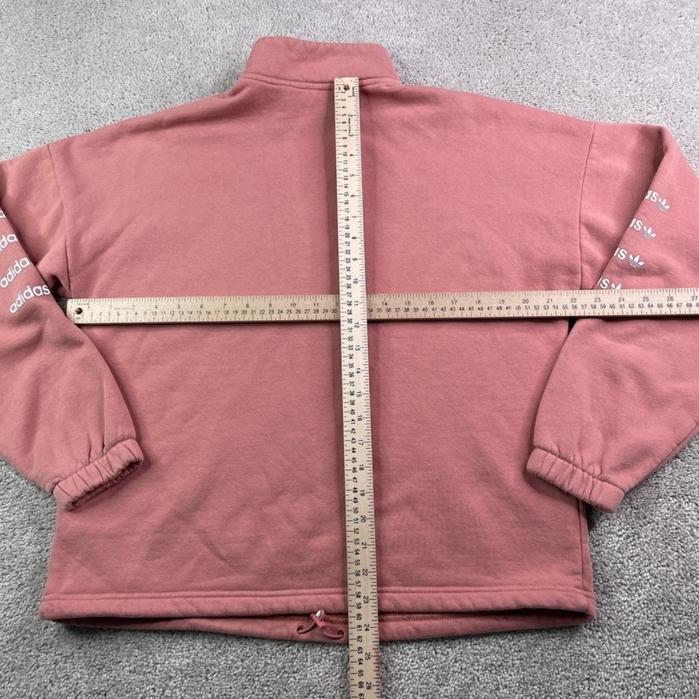 Adidas Sweatshirt Womens Medium Pink Trefoil Repeat Quarter Zip Pullover Sweater - Picture 10 of 13